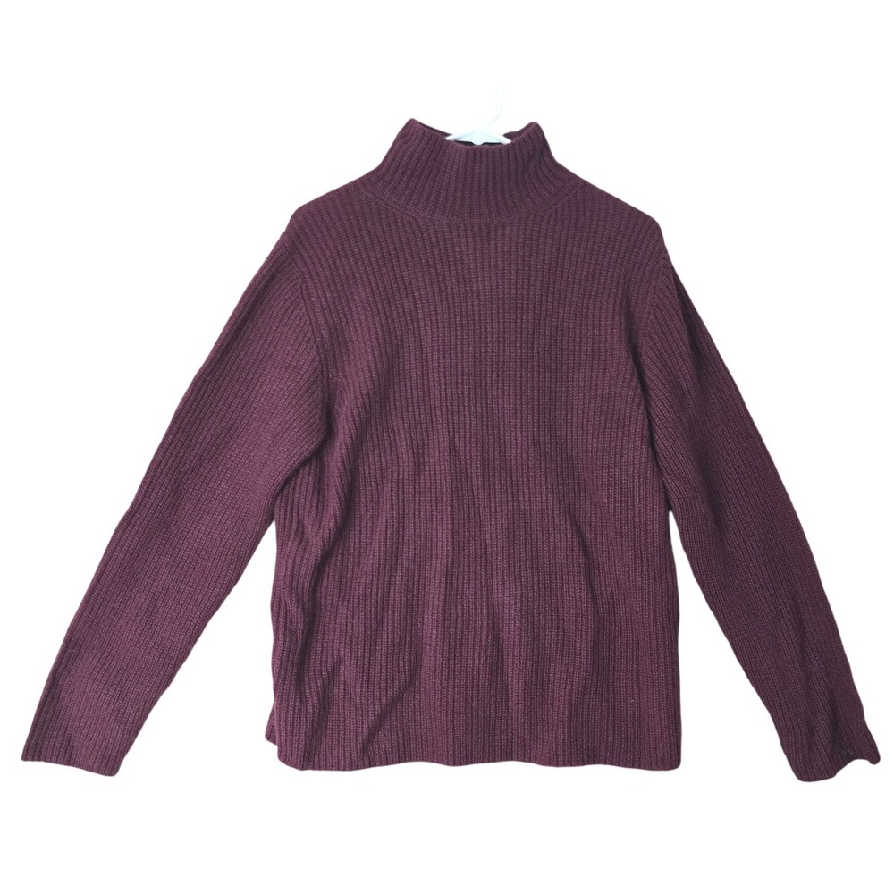 Vince 100% Cashmere Shaker Rib Turtleneck Sweater Plum Wine Purple 1X NEW